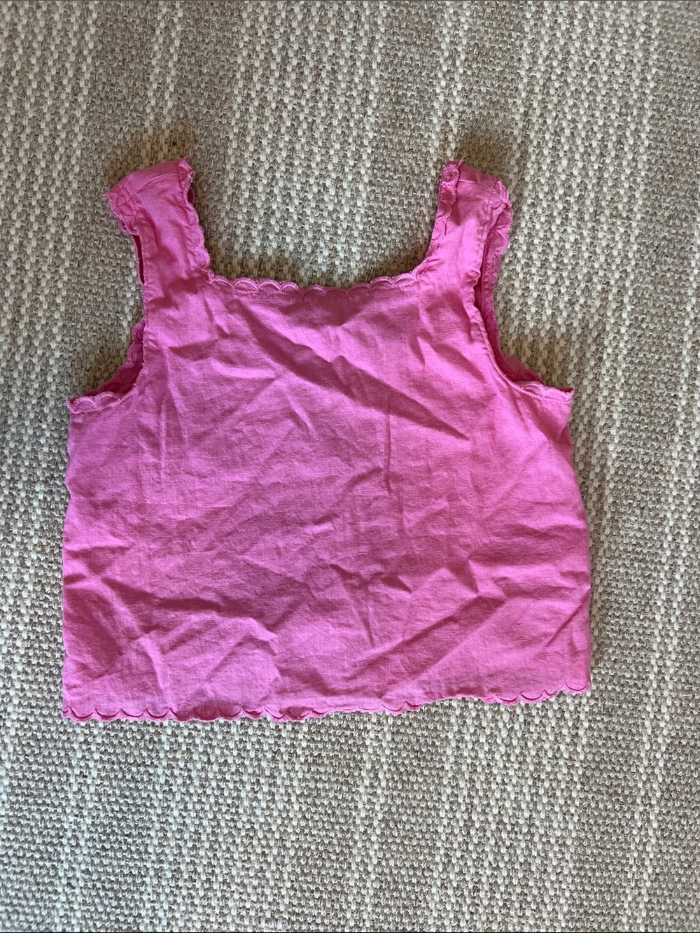 J. Crew Girls' Bright Pink Scallop Tank